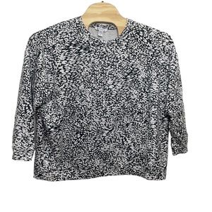 Athleta 2X Animal Print 3/4 Sleeve Sweatshirt‎ Black White